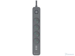 Listwa zasilająca antyprzepięciowa TRACER Power Line+ mobile ready 1.5 m (4 gniazd + 3 USB A, 5v, 2,4A) TRALIS46254 TRALIS47027