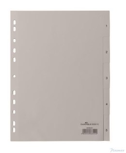 Przekładki PP A4 szare, nadr. indeks, 1-5, 5 części Szary 650510 DURABLE