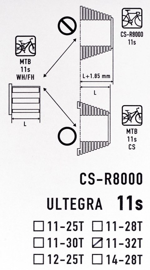 Shimano Kaseta 11rz 11-32 CS-R8000 11-12-13-14-16-18-20-22-252832