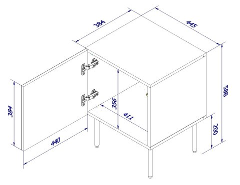 Szafka nocna 2szt. PALAZZO 44,5x40x59 czarny + dąb craft