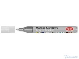 Marker akrylowy, fibrowa końcówka okrągła 2-5mm, srebrny TO-402 Toma