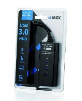 Hub IBOX USB 3.0 CZARNY 4-PORTY IUH3FB (4x USB 3.0; kolor czarny)