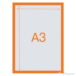 Samoprzylepna, magnetyczna ramka Nobo na plakat (2 szt.), A3, pomarańczowa