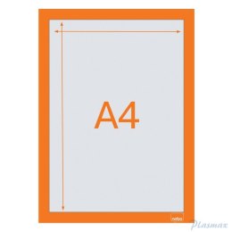 Samoprzylepna, magnetyczna ramka Nobo na plakat (2 szt.), A4, pomarańczowa