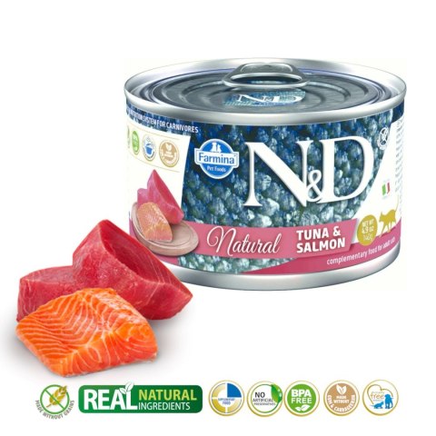 FARMINA N&D Cat Natural Tuńczyk&Łosoś - mokra karma dla kota - 140 g