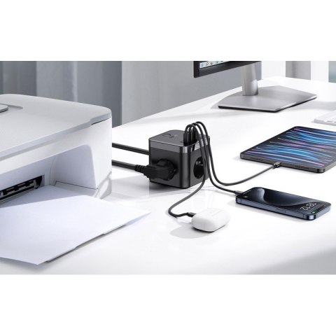 Listwa zasilająca Baseus PowerCombo 3AC+2U+2C 30W EU (1,5m; czarny)