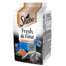 Sheba Fresh Fine mix kurczak łosoś indyk w sosie mokra karma dla kota 6x50g