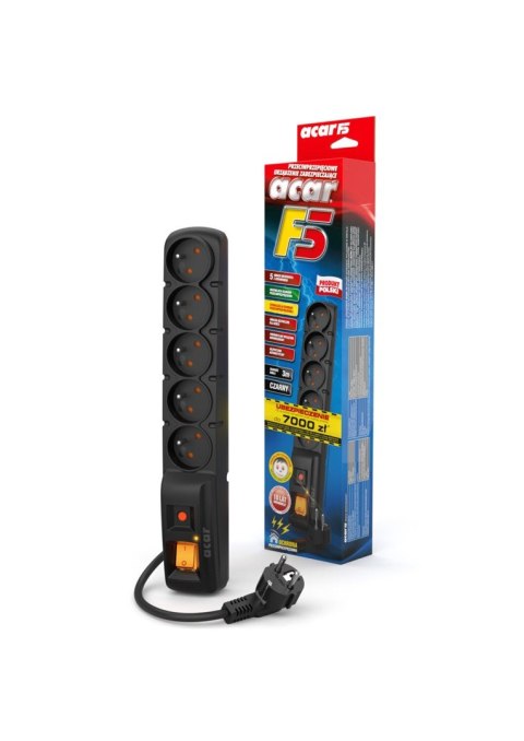 Listwa zasilająca Acar F5 (3m ; czarny)