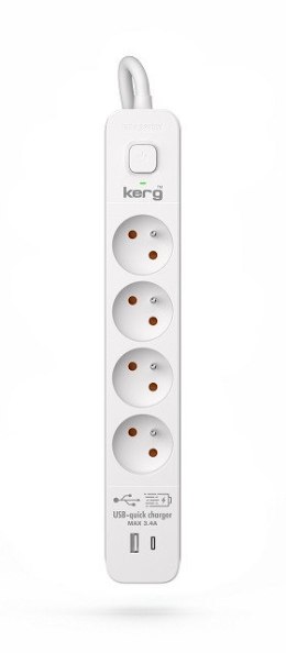 Listwa zasilająca KERG z wyłącznikiem-4 gniazda USBC+USBA 16A 3m