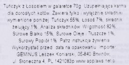 APPLAWS CAT Tuńczyk z Łososiem w galaretce - karma dla kota w saszetce - 70g