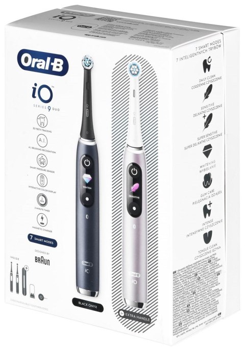BRAUN ORAL-B SZCZOTECZKA ELEKTRYCZNA IO 9N ZESTAW DUO BLACK ONYX & ROSE QUARTZ
