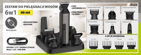Zestaw do strzyżenia włosów 6w1 USB MAESTRO MR-660