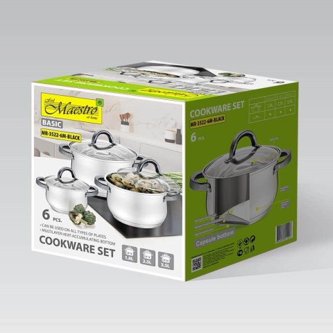 Zestaw garnków 6 el. black MAESTRO MR-3522-6M-BLACK