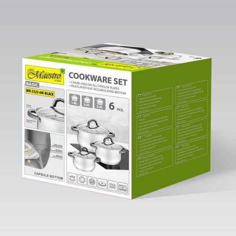 Zestaw garnków 6 el. black MAESTRO MR-3522-6M-BLACK