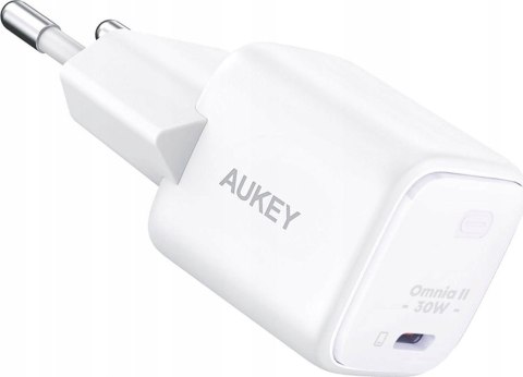 AUKEY ŁADOWARKA SIECIOWA GAN USB-C, PD 30W, BIAŁA