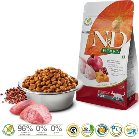 FARMINA N&D Quail, Pumpkin & Pomegranate Recipe - sucha karma dla kota - 1,5kg