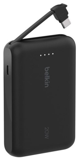BELKIN POWERBANK 10 000 MAH, 20W, WBUDOWANY KABEL USB-C, BLACK
