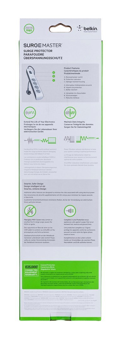 BELKIN LISTWA ZASILAJACA 525J, 4X SCHUKO, 2M, BIAŁA