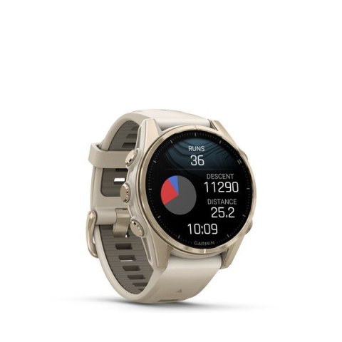 Garmin Fenix 8 43 mm AMOLED Sapphire Soft gold z piaskowo-beżowym paskiem