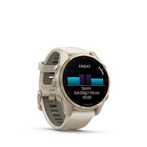 Garmin Fenix 8 43 mm AMOLED Sapphire Soft gold z piaskowo-beżowym paskiem