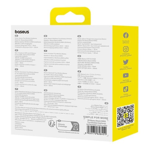 Słuchawki bezprzewodowe Baseus Bowie WM02 (biały)
