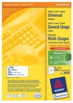 Avery 3475 etykiet do nadruku Biały
