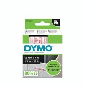 DYMO D1 - Standard Etykiety - Czerwony na białym - 12mm x 7m
