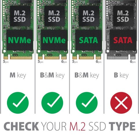 Axagon EEM2-GTS2 obudowa do dysków twardych SSD Czarny M.2