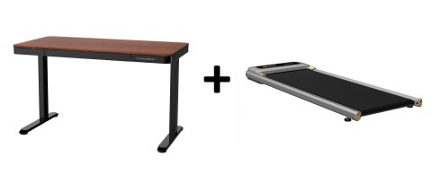 Bieżnia Urevo U1 Smart Walkingpad + Biurko regulowane elektrycznie TUCKANO czarny/orzech