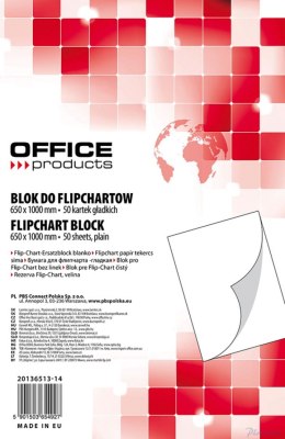 Blok do flipchartów , gładki, 65x100cm, 50 kart., biały, typu OFFICE PRODUCTS 20136513-14