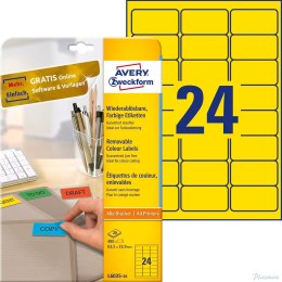 Etykiety żółte L6035-20 63,5 x 33,9 20 ark. usuwalne Avery Zweckform (X)