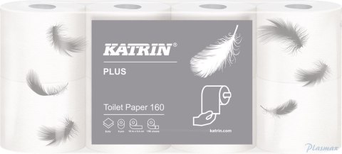 Papier toaletowy, małe rolki KATRIN PLUS Toilet 160, 2W, 112966, opakowanie: 8 rolek