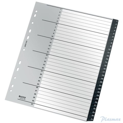 Przekładki Recycle 1 - 31, A4, PP, czarne Leitz, 12180000