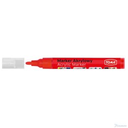 Marker akrylowy, fibrowa końcówka okrągła 2-5mm, czerwony metalic TO-402 Toma
